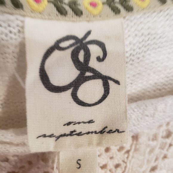 Anthropologie One September Sweater Small Crocheted Heirloom Creme Lace - Picture 12 of 16